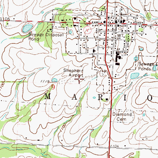 Topographic Map of Shepherd Airport (historical), MO