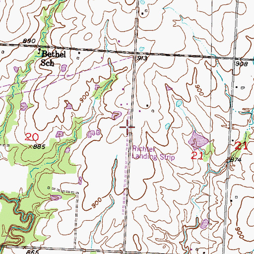 Topographic Map of Richters Airport, MO