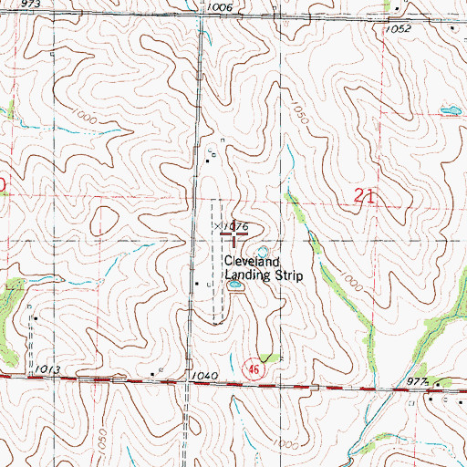Topographic Map of Cleveland Airport (historical), MO
