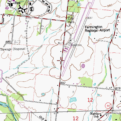 Topographic Map of Farmington Regional Airport, MO