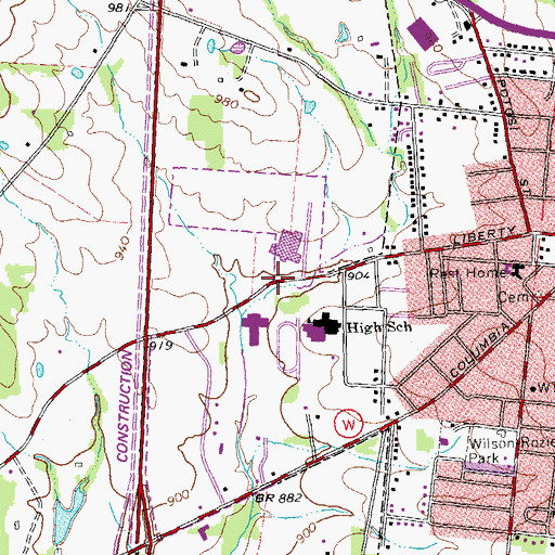 Topographic Map of Farmington Community Hospital Heliport, MO