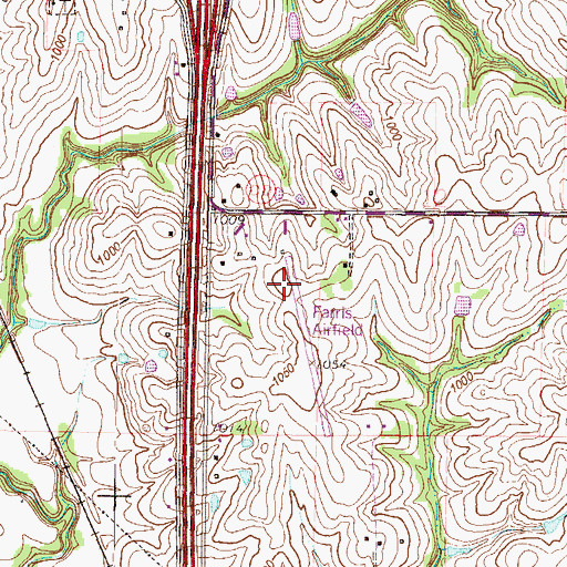 Topographic Map of Farris Strip, MO