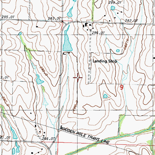 Topographic Map of Lazy W Farms Airport (historical), MO