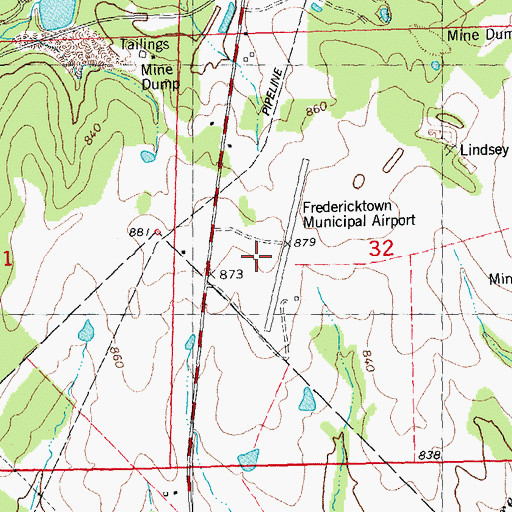 Topographic Map of A Paul Vance Fredericktown Regional Airport, MO