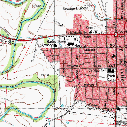 Topographic Map of Madison Memorial Heliport, MO
