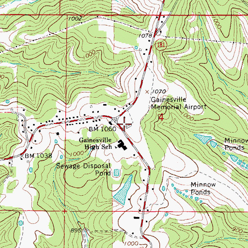 Topographic Map of Gainesville Memorial Airport, MO