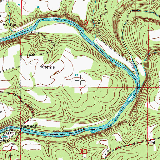 Topographic Map of Sunburst Ranch Airport, MO