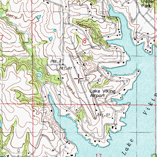 Topographic Map of Lake Viking Airport, MO