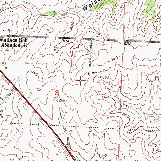 Topographic Map of Breed Ranch Airport (historical), MO