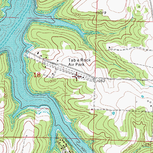 Topographic Map of Table Rock Airport, MO