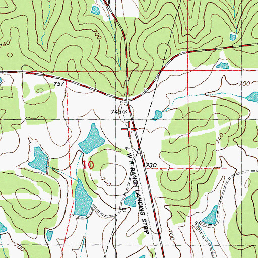 Topographic Map of Mb Ranch Airport (historical), MO