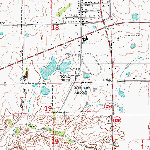 Topographic Map of Widmark Airport, MO