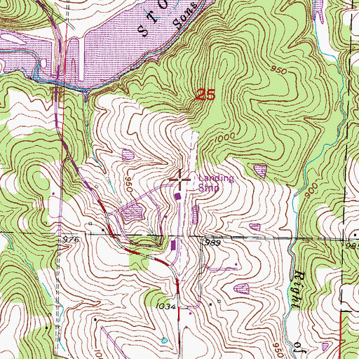 Topographic Map of Eagles Point and Red Barn Village Airpark (historical), MO