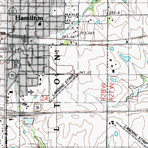Topographic Map of Cliff Scott Airport (historical), MO