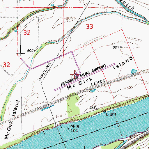 Topographic Map of Hermann Municipal Airport, MO