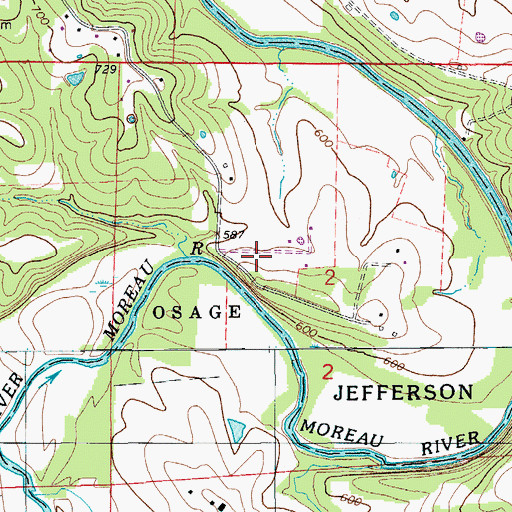 Topographic Map of Balcer Aero South Airport (historical), MO