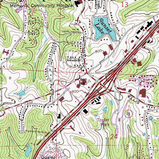 Topographic Map of Charles E Still Hospital Heliport, MO
