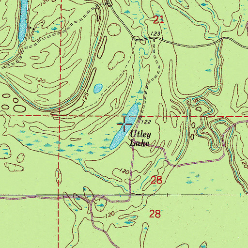 Topographic Map of Utley Lake, AR