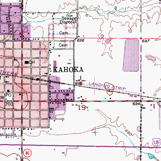 Topographic Map of Kahoka Municipal Airport, MO