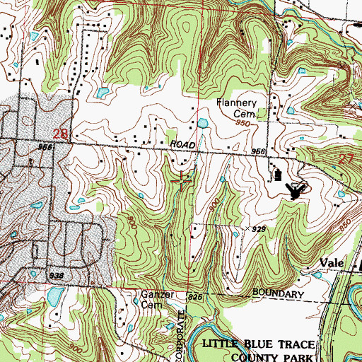 Topographic Map of Runway Ranch Airport, MO