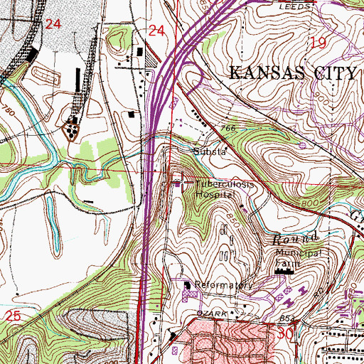 Topographic Map of Police Department Helicopter Maintenance Facility Heliport, MO