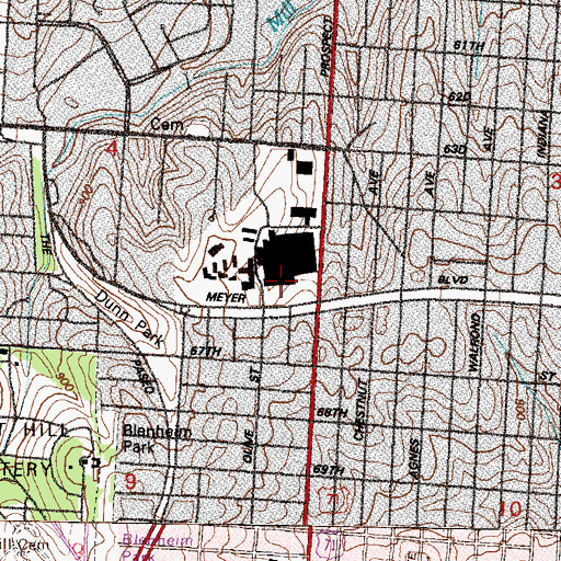 Topographic Map of Research Medical Center Heliport, MO