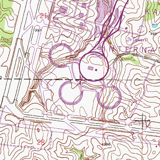 Topographic Map of Kansas City International Airport, MO