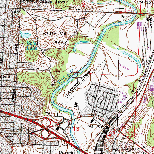 Topographic Map of Heart Airport (historical), MO