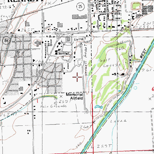 Topographic Map of Kennett Memorial Airport, MO