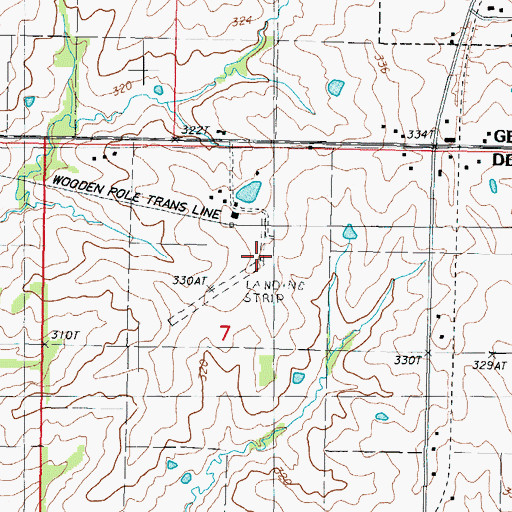 Topographic Map of Fizzle Ridge Airport (historical), MO