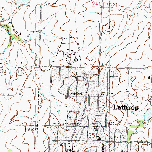 Topographic Map of Lathrop Family Practice Heliport, MO