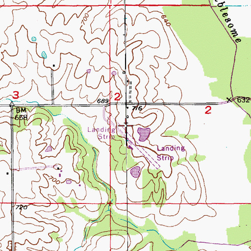 Topographic Map of Sharpe Farms Airport, MO