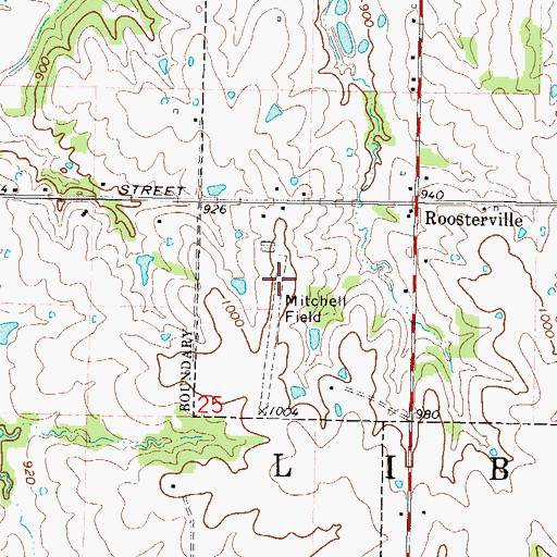 Topographic Map of Roosterville Airport, MO