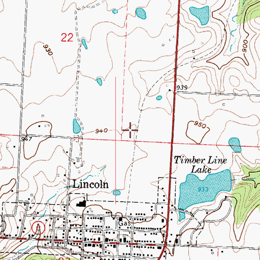 Topographic Map of Lincoln Municipal Airport, MO
