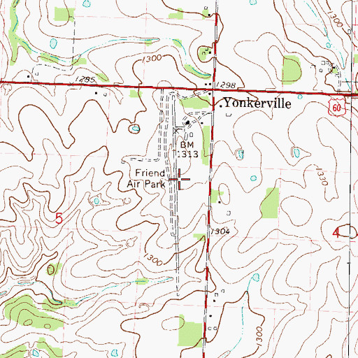 Topographic Map of Monett Regional Airport, MO