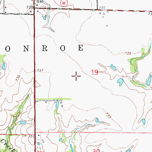 Topographic Map of Captain Ben Smith Airfield - Monroe City Airport, MO