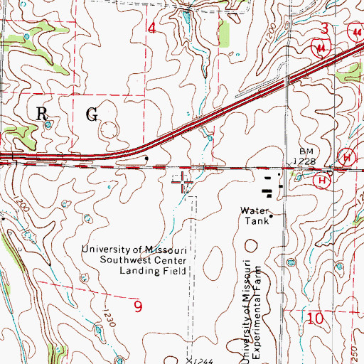 Topographic Map of Mount Vernon Municipal Airport, MO