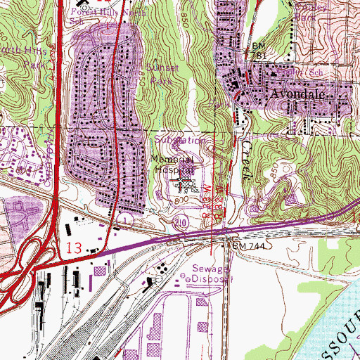 Topographic Map of North Kansas City Hospital Heliport, MO
