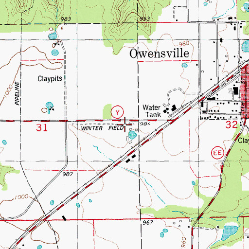 Topographic Map of Winter Field Airport (historical), MO