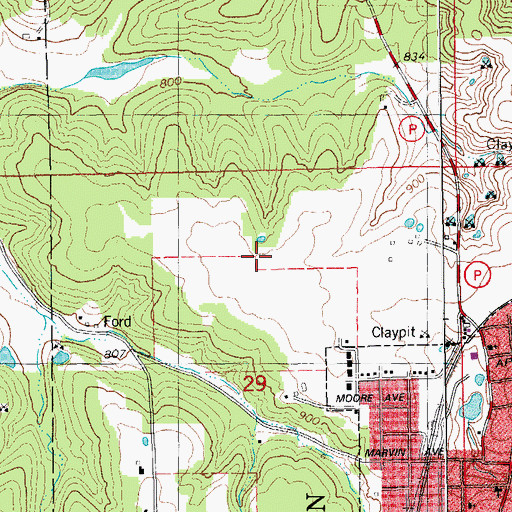 Topographic Map of Fairview Field (historical), MO