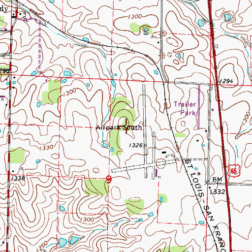 Topographic Map of Air Park South (historical), MO