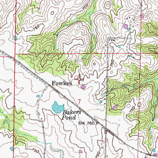 Topographic Map of Brazeale Farm Airport (historical), MO