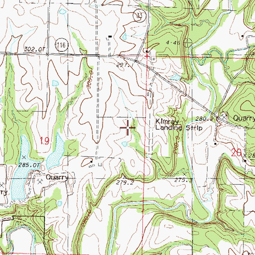 Topographic Map of Kimray Airport, MO