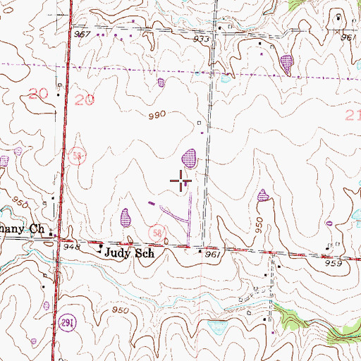 Topographic Map of Riordan Airport, MO
