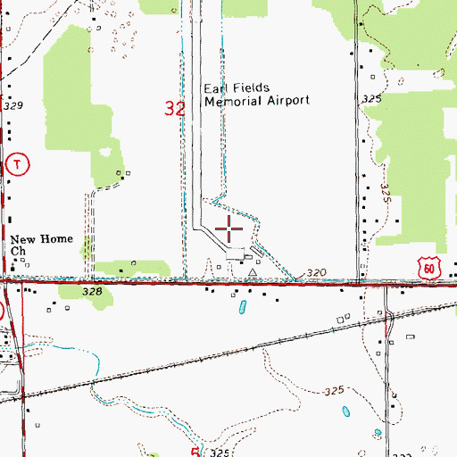 Topographic Map of Poplar Bluff Municipal Airport, MO