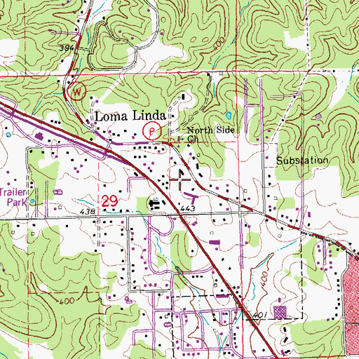 Topographic Map of Lucy Lee Hospital Heliport, MO
