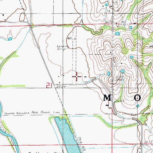 Topographic Map of Princeton-Kauffman Memorial Airport (historical), MO