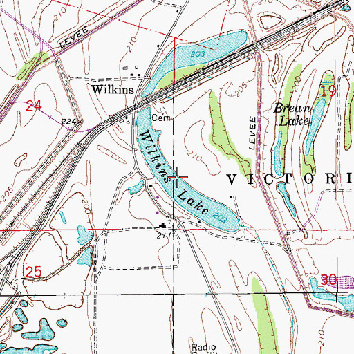 Topographic Map of Wilkins Lake, AR