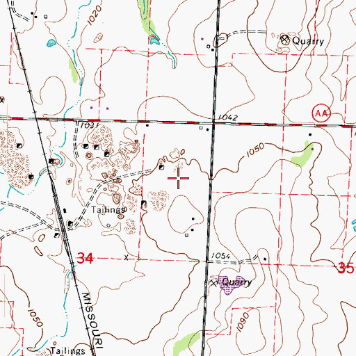 Topographic Map of Kathys Patch Airport (historical), MO