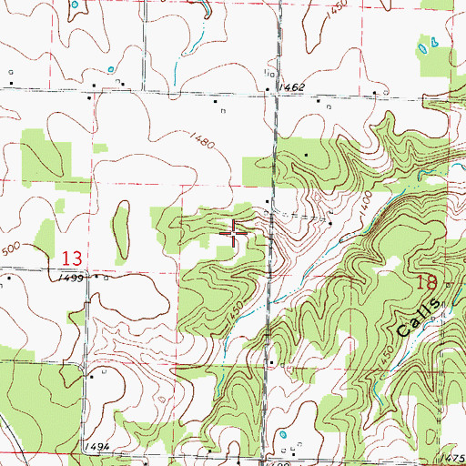 Topographic Map of Ingram Private Airport, MO